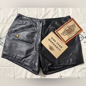 Harley-Davidson Women's Black Leather High Waist Shorts